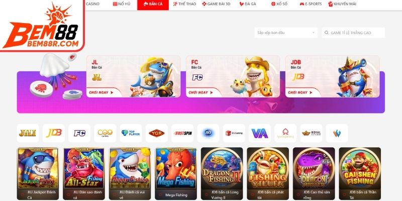 Không gian game Bắn Cá BEM88 đầy cuốn hút