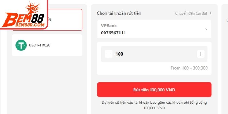 Điều kiện rút tiền BEM88 cần đáp ứng 